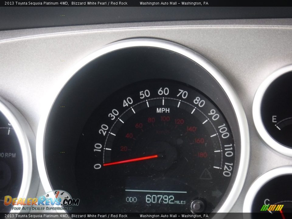 2013 Toyota Sequoia Platinum 4WD Blizzard White Pearl / Red Rock Photo #34