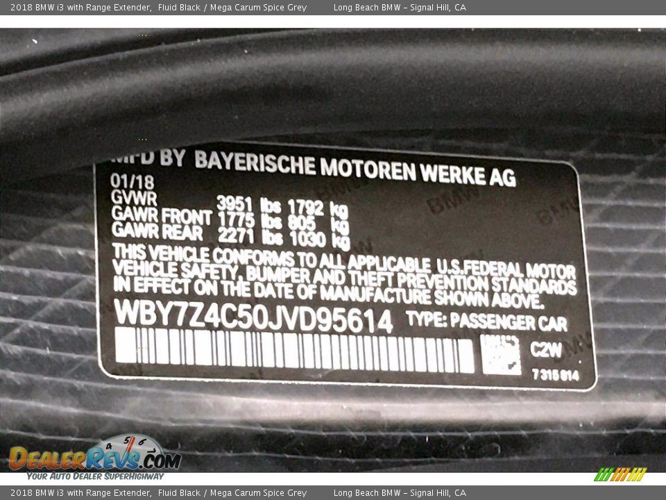 2018 BMW i3 with Range Extender Fluid Black / Mega Carum Spice Grey Photo #36