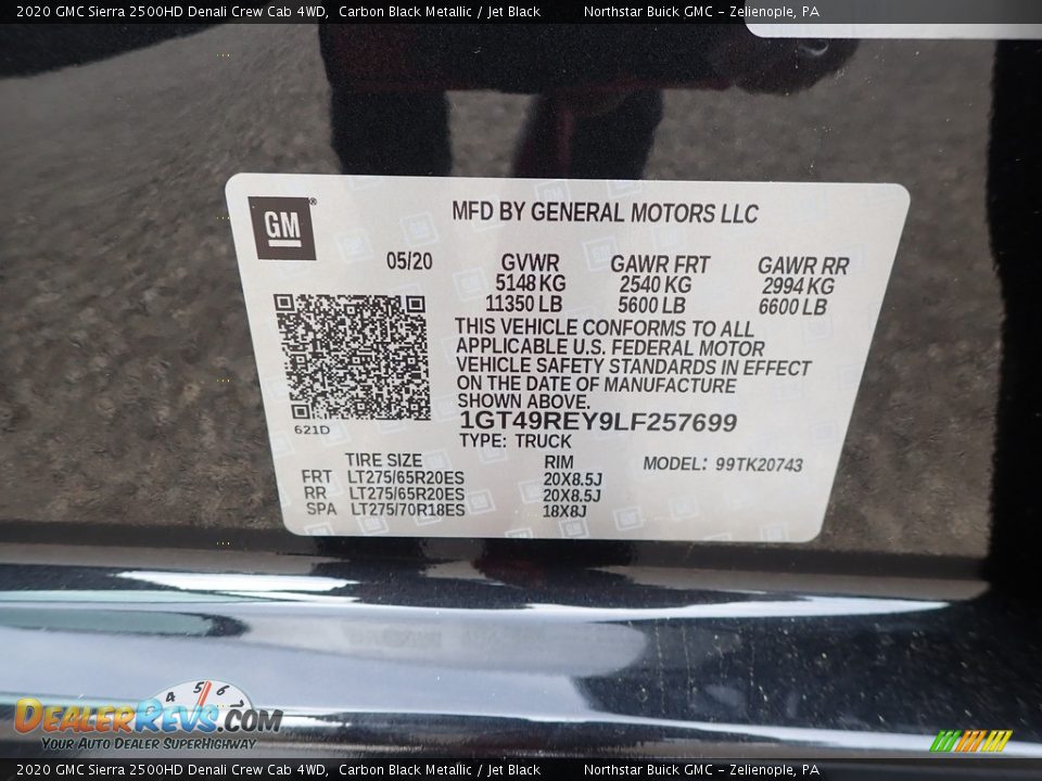 2020 GMC Sierra 2500HD Denali Crew Cab 4WD Carbon Black Metallic / Jet Black Photo #12