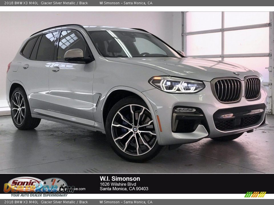 2018 BMW X3 M40i Glacier Silver Metallic / Black Photo #1