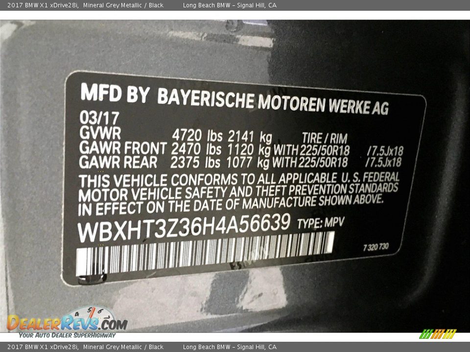 2017 BMW X1 xDrive28i Mineral Grey Metallic / Black Photo #36