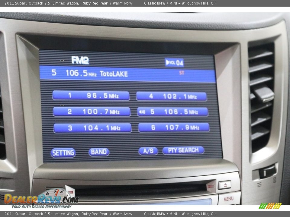 Audio System of 2011 Subaru Outback 2.5i Limited Wagon Photo #11