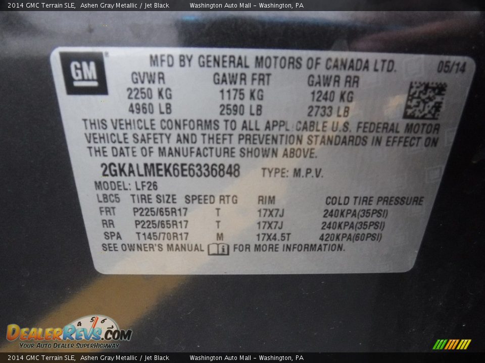 2014 GMC Terrain SLE Ashen Gray Metallic / Jet Black Photo #24