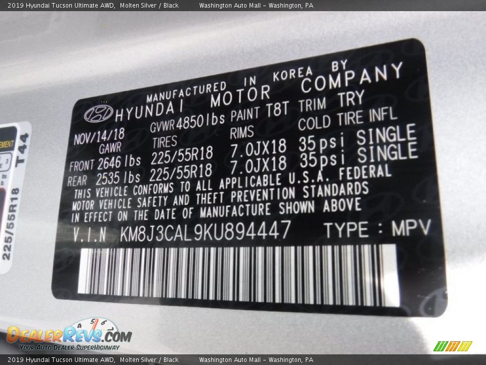 2019 Hyundai Tucson Ultimate AWD Molten Silver / Black Photo #31