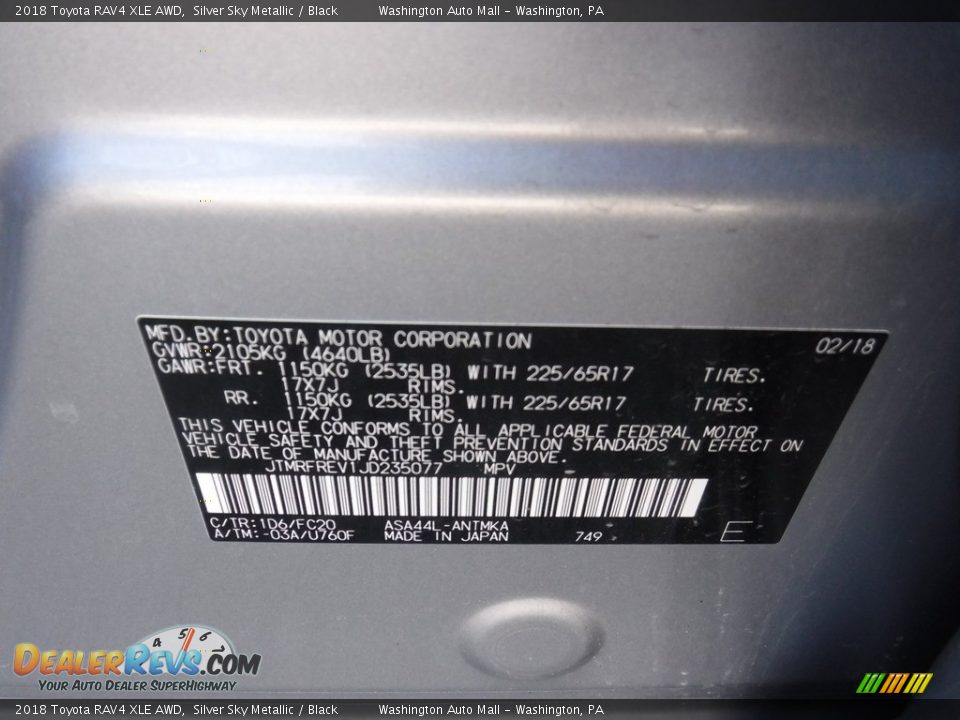 2018 Toyota RAV4 XLE AWD Silver Sky Metallic / Black Photo #29