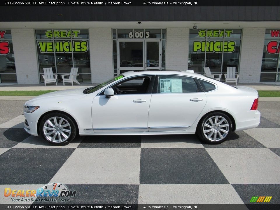 2019 Volvo S90 T6 AWD Inscription Crystal White Metallic / Maroon Brown Photo #1