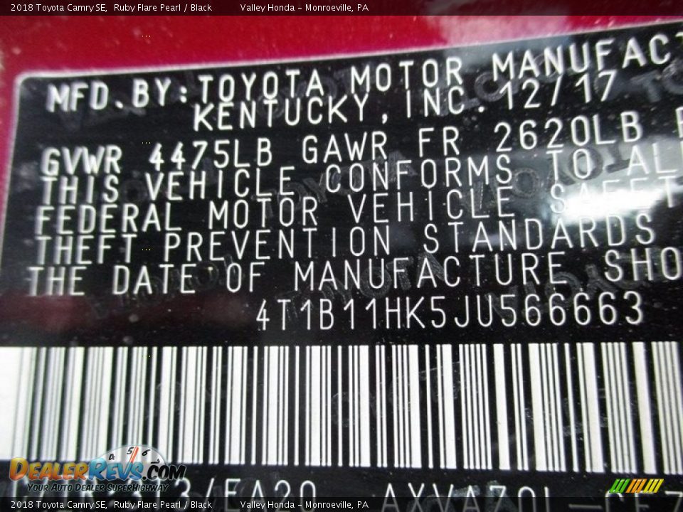 2018 Toyota Camry SE Ruby Flare Pearl / Black Photo #19