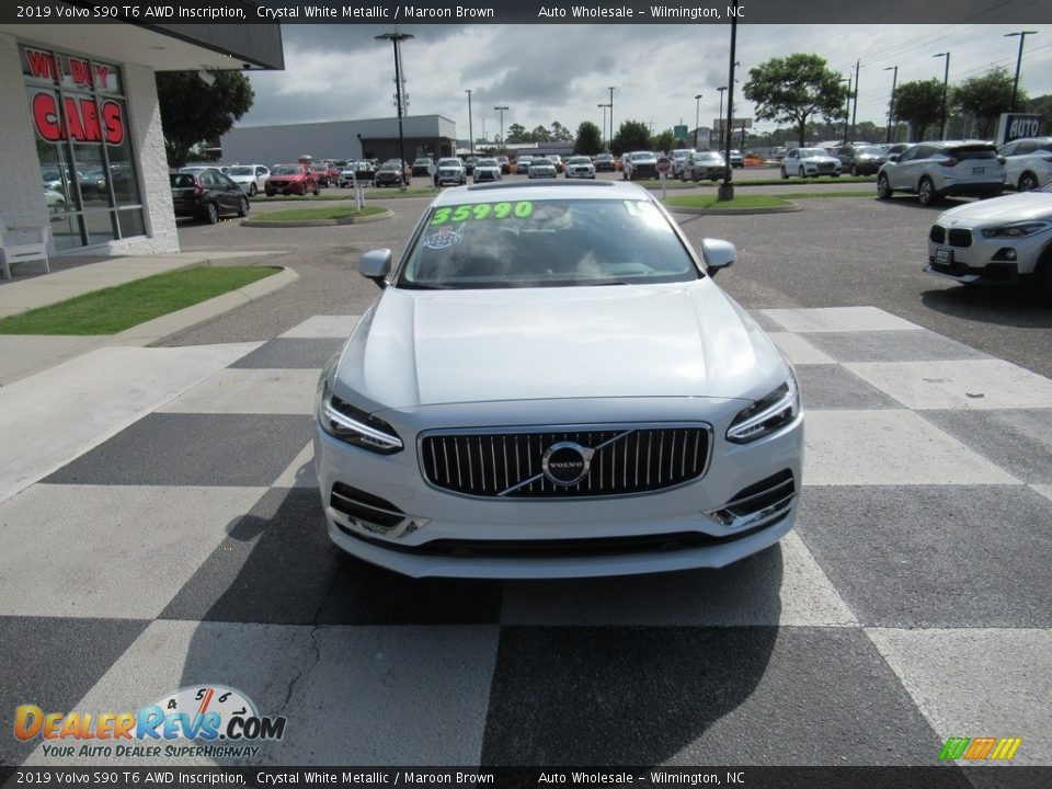 2019 Volvo S90 T6 AWD Inscription Crystal White Metallic / Maroon Brown Photo #2