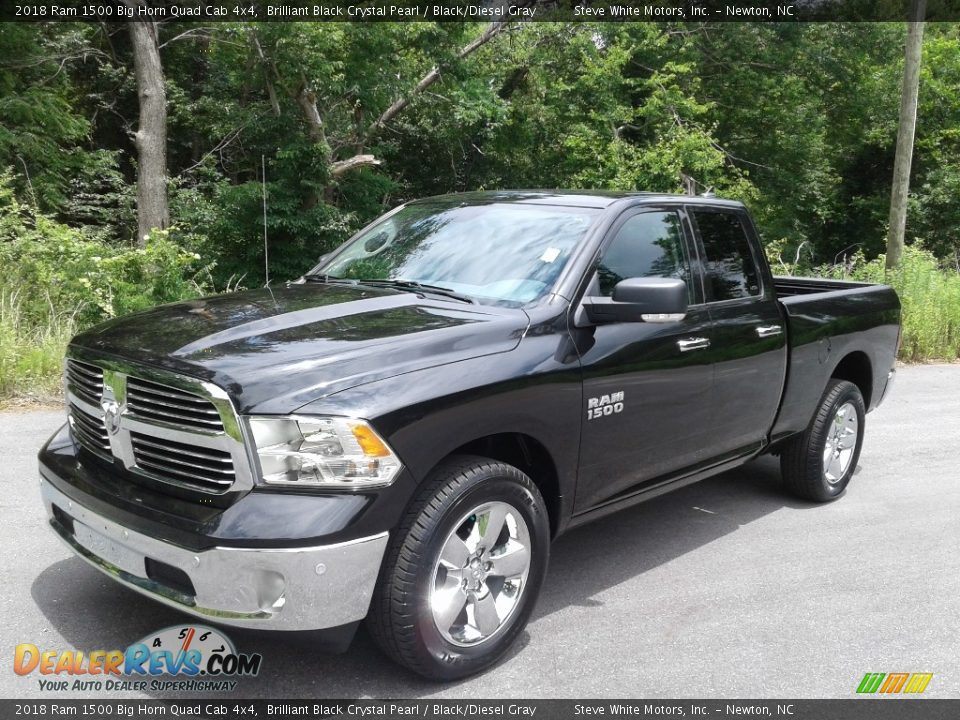 2018 Ram 1500 Big Horn Quad Cab 4x4 Brilliant Black Crystal Pearl / Black/Diesel Gray Photo #2