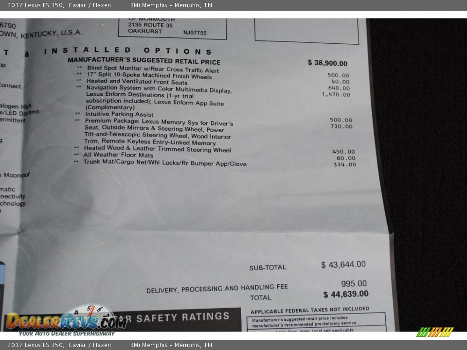 2017 Lexus ES 350 Caviar / Flaxen Photo #35