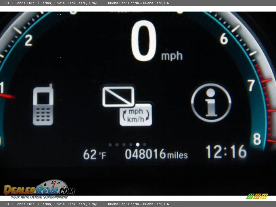 2017 Honda Civic EX Sedan Crystal Black Pearl / Gray Photo #6