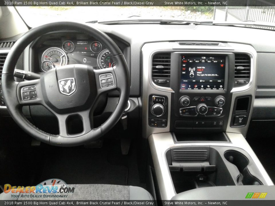 2018 Ram 1500 Big Horn Quad Cab 4x4 Brilliant Black Crystal Pearl / Black/Diesel Gray Photo #15