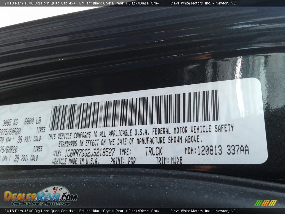 2018 Ram 1500 Big Horn Quad Cab 4x4 Brilliant Black Crystal Pearl / Black/Diesel Gray Photo #30
