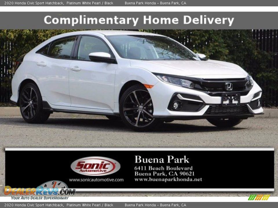 2020 Honda Civic Sport Hatchback Platinum White Pearl / Black Photo #1