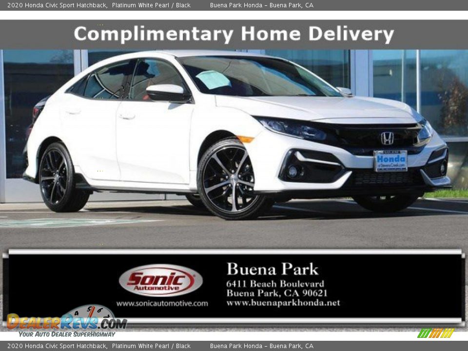 2020 Honda Civic Sport Hatchback Platinum White Pearl / Black Photo #1