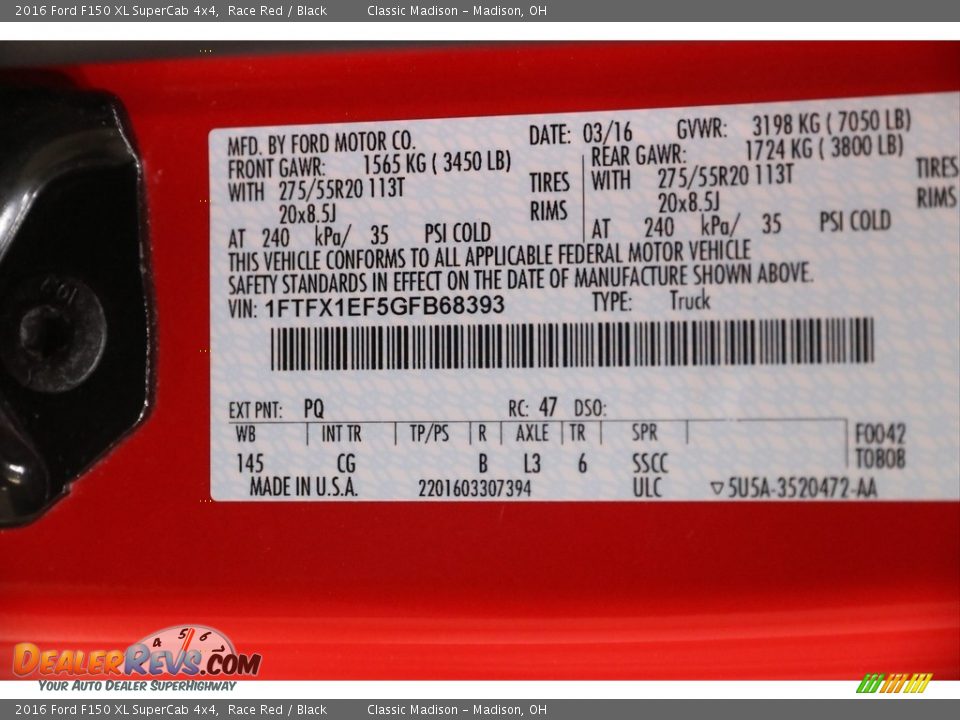 2016 Ford F150 XL SuperCab 4x4 Race Red / Black Photo #19