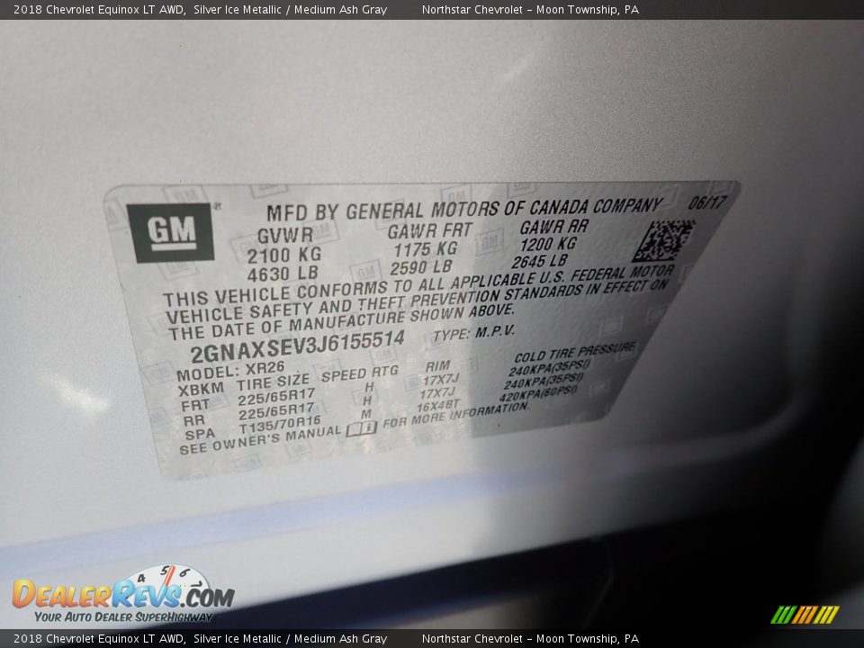 2018 Chevrolet Equinox LT AWD Silver Ice Metallic / Medium Ash Gray Photo #28