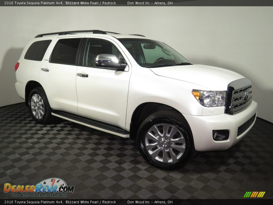 2016 Toyota Sequoia Platinum 4x4 Blizzard White Pearl / Redrock Photo #2