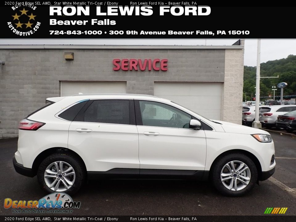 2020 Ford Edge SEL AWD Star White Metallic Tri-Coat / Ebony Photo #1