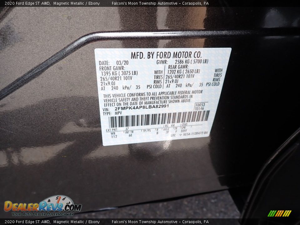 2020 Ford Edge ST AWD Magnetic Metallic / Ebony Photo #12