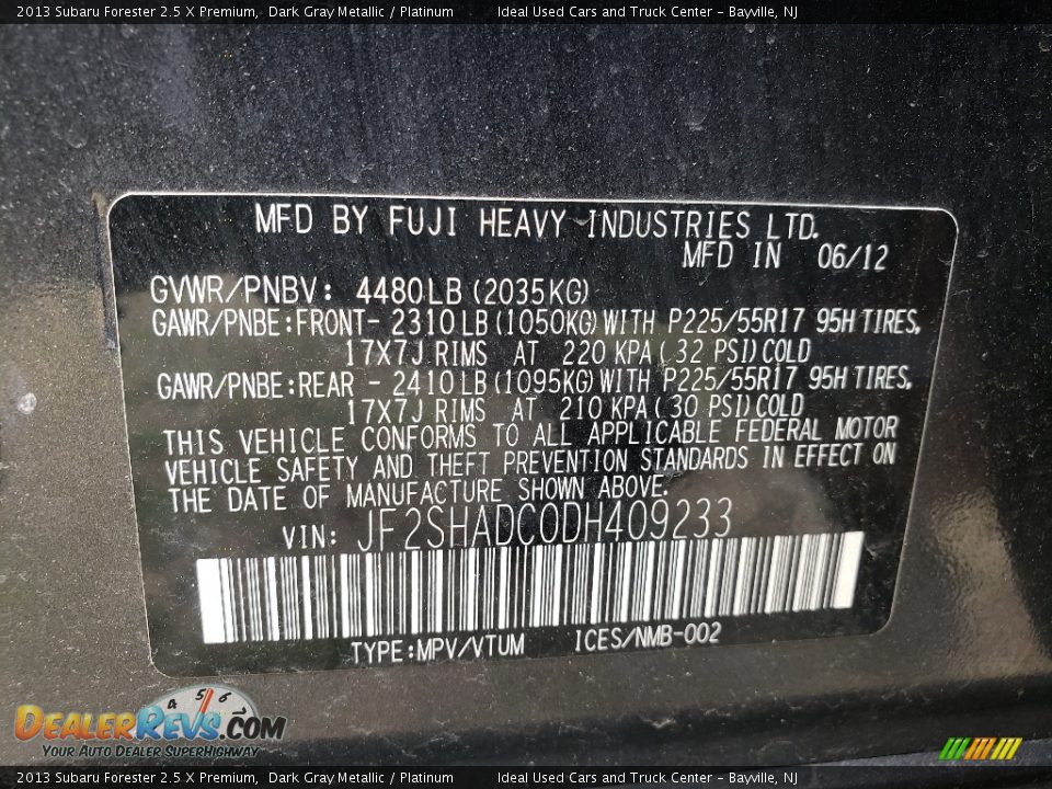 2013 Subaru Forester 2.5 X Premium Dark Gray Metallic / Platinum Photo #26