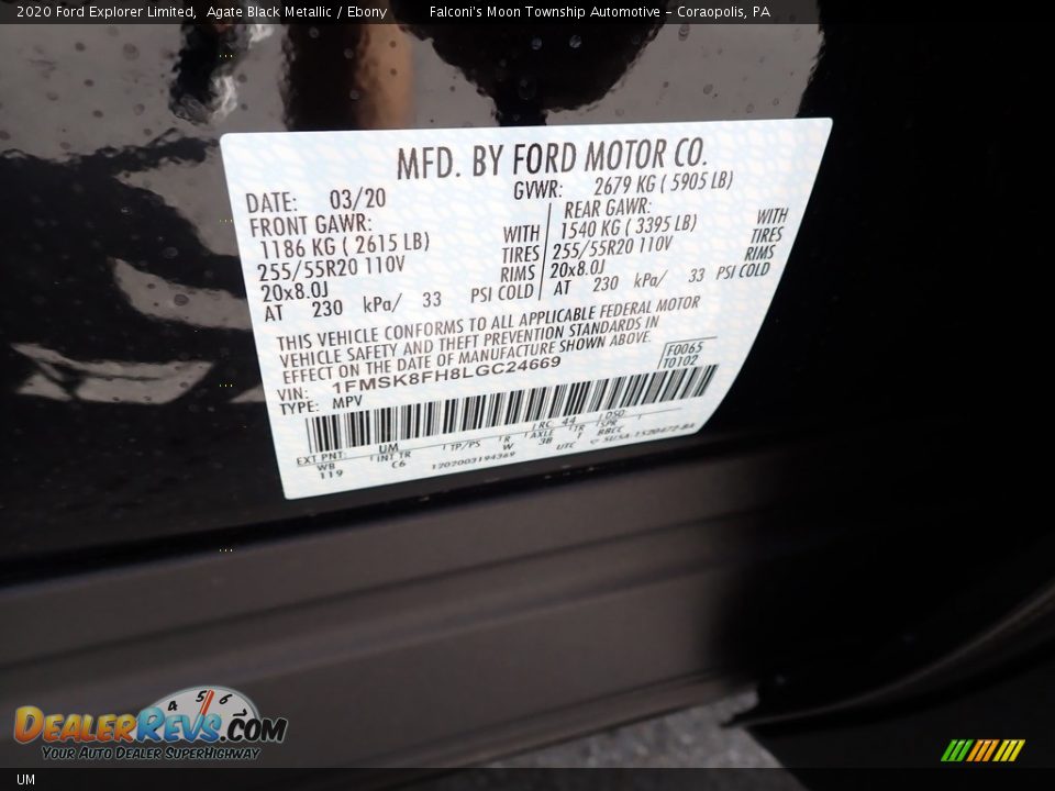 Ford Color Code UM Agate Black Metallic