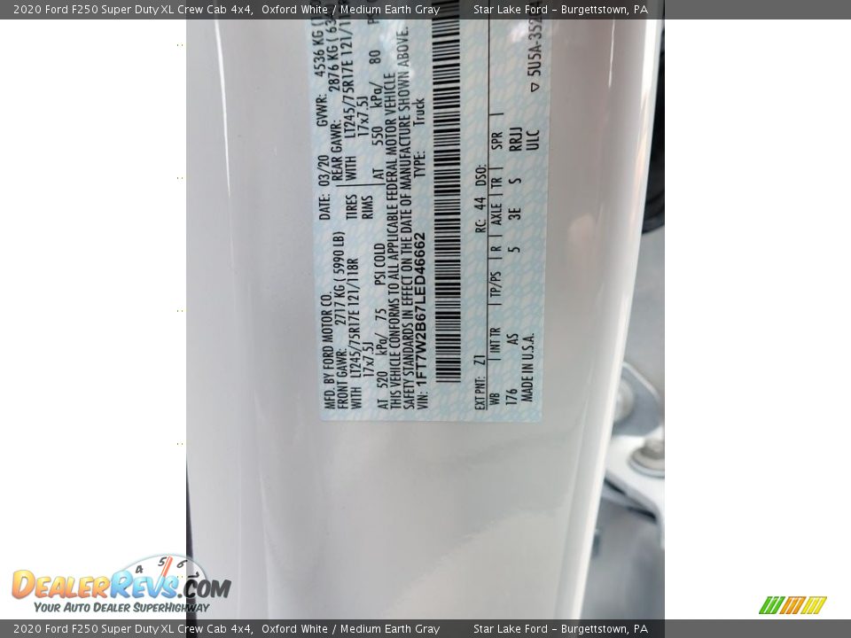 2020 Ford F250 Super Duty XL Crew Cab 4x4 Oxford White / Medium Earth Gray Photo #15