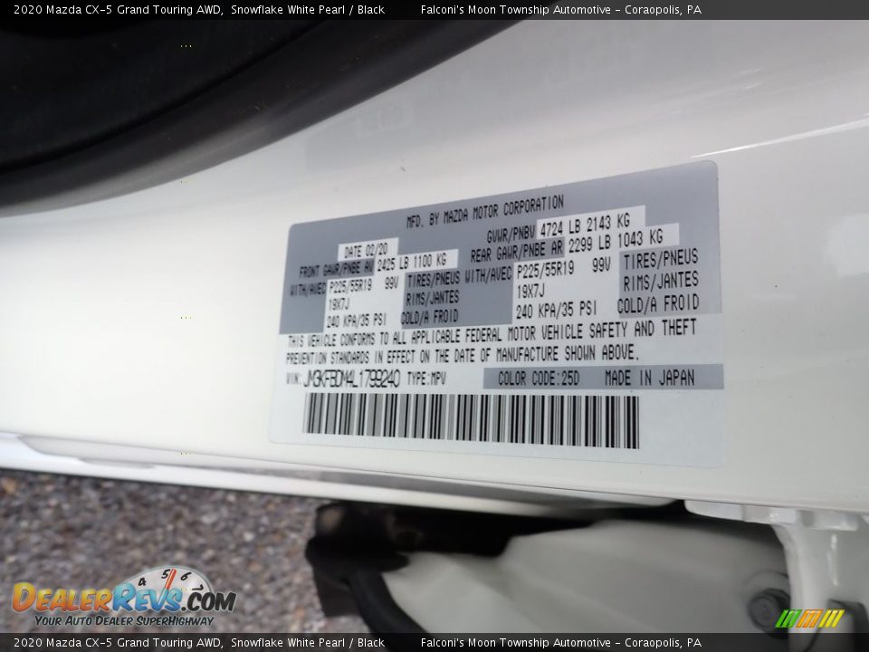 2020 Mazda CX-5 Grand Touring AWD Snowflake White Pearl / Black Photo #12