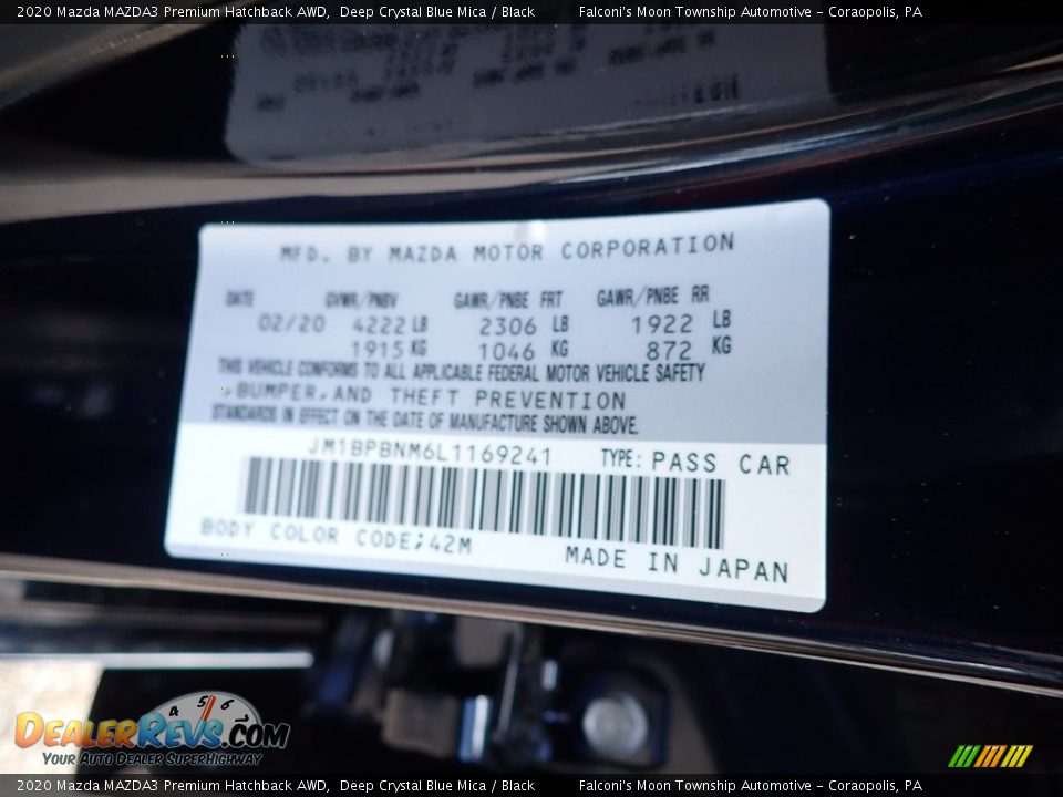 2020 Mazda MAZDA3 Premium Hatchback AWD Deep Crystal Blue Mica / Black Photo #12