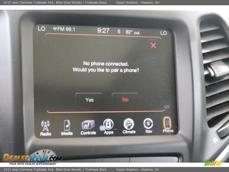 2015 Jeep Cherokee Trailhawk 4x4 Billet Silver Metallic / Trailhawk Black Photo #14