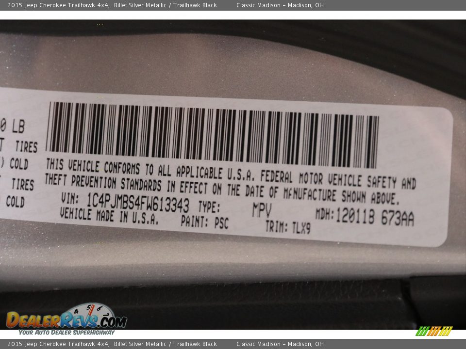 2015 Jeep Cherokee Trailhawk 4x4 Billet Silver Metallic / Trailhawk Black Photo #21