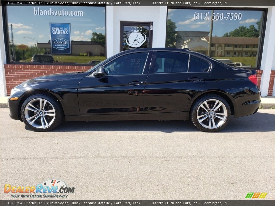 2014 BMW 3 Series 328i xDrive Sedan Black Sapphire Metallic / Coral Red/Black Photo #1