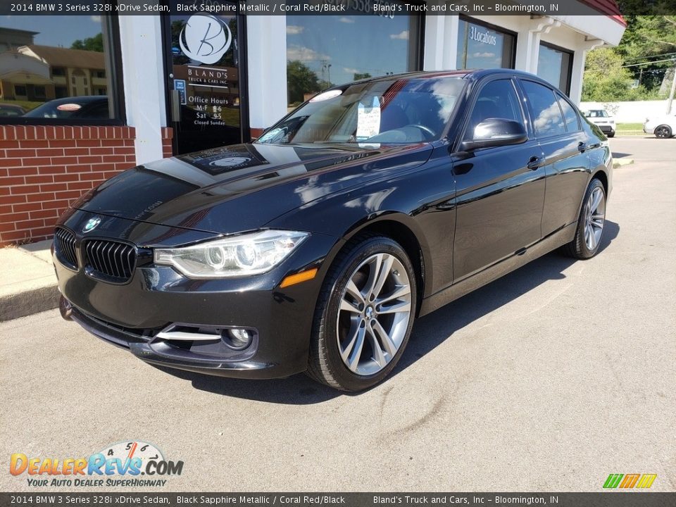 2014 BMW 3 Series 328i xDrive Sedan Black Sapphire Metallic / Coral Red/Black Photo #2