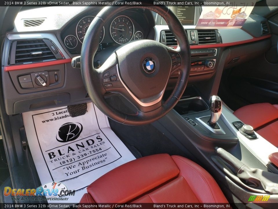 2014 BMW 3 Series 328i xDrive Sedan Black Sapphire Metallic / Coral Red/Black Photo #9