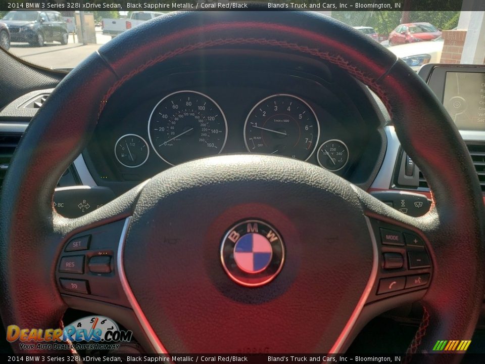 2014 BMW 3 Series 328i xDrive Sedan Black Sapphire Metallic / Coral Red/Black Photo #11