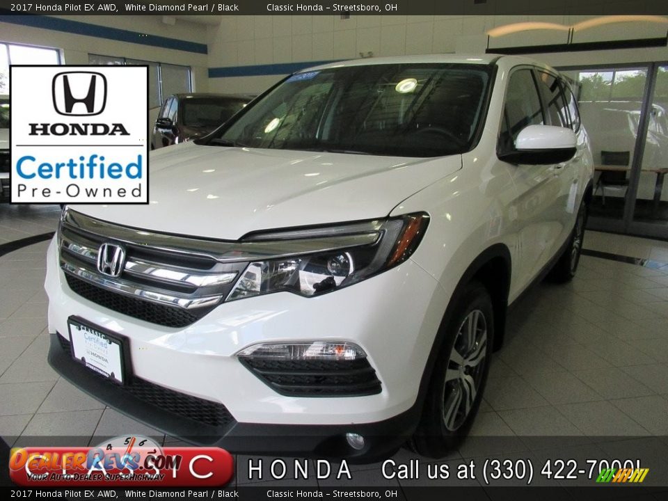 2017 Honda Pilot EX AWD White Diamond Pearl / Black Photo #1