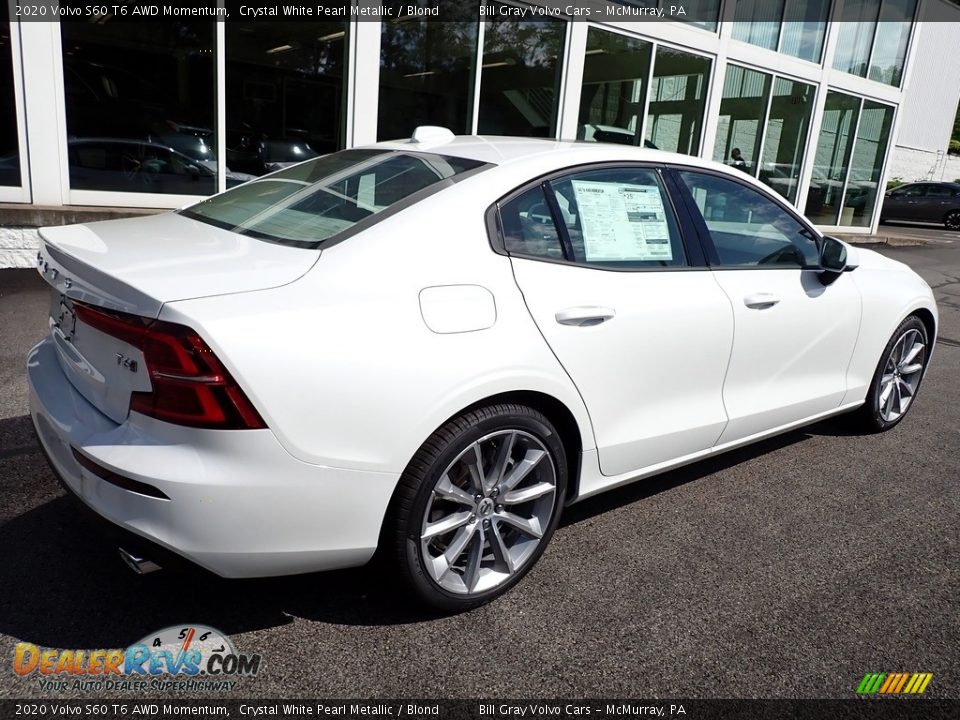 2020 Volvo S60 T6 AWD Momentum Crystal White Pearl Metallic / Blond Photo #2