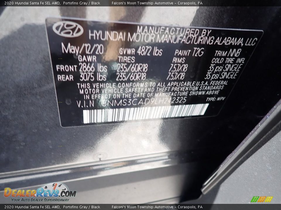 2020 Hyundai Santa Fe SEL AWD Portofino Gray / Black Photo #12