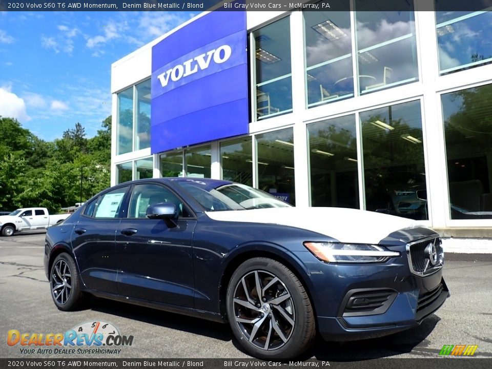 2020 Volvo S60 T6 AWD Momentum Denim Blue Metallic / Blond Photo #1