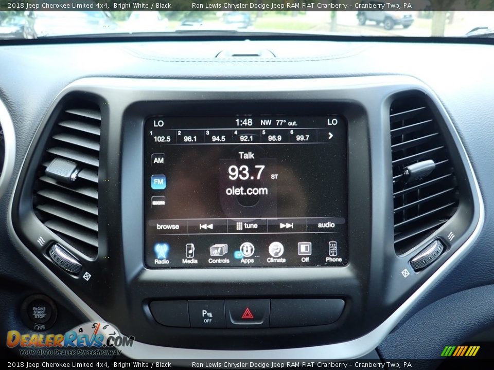 2018 Jeep Cherokee Limited 4x4 Bright White / Black Photo #17