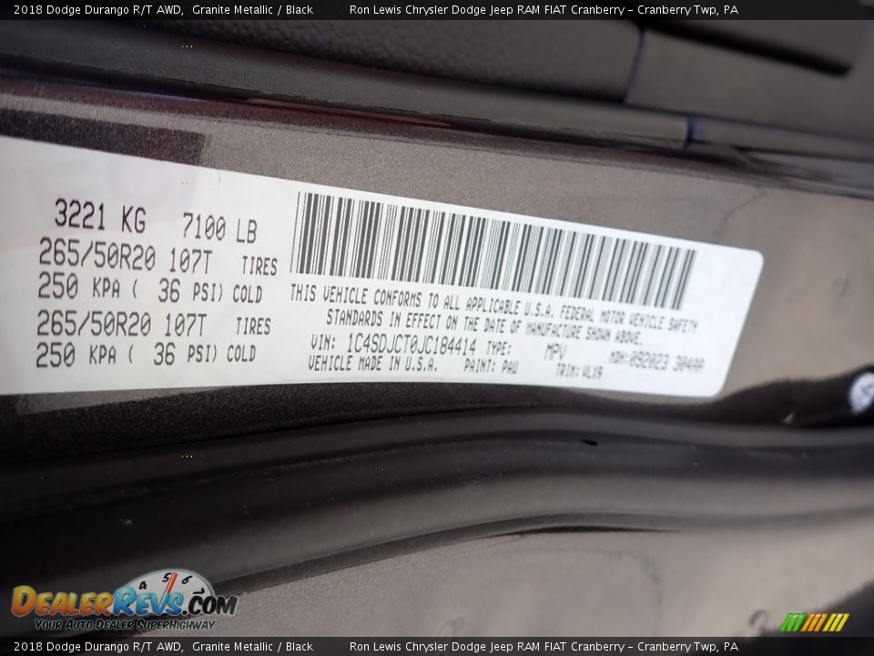2018 Dodge Durango R/T AWD Granite Metallic / Black Photo #16
