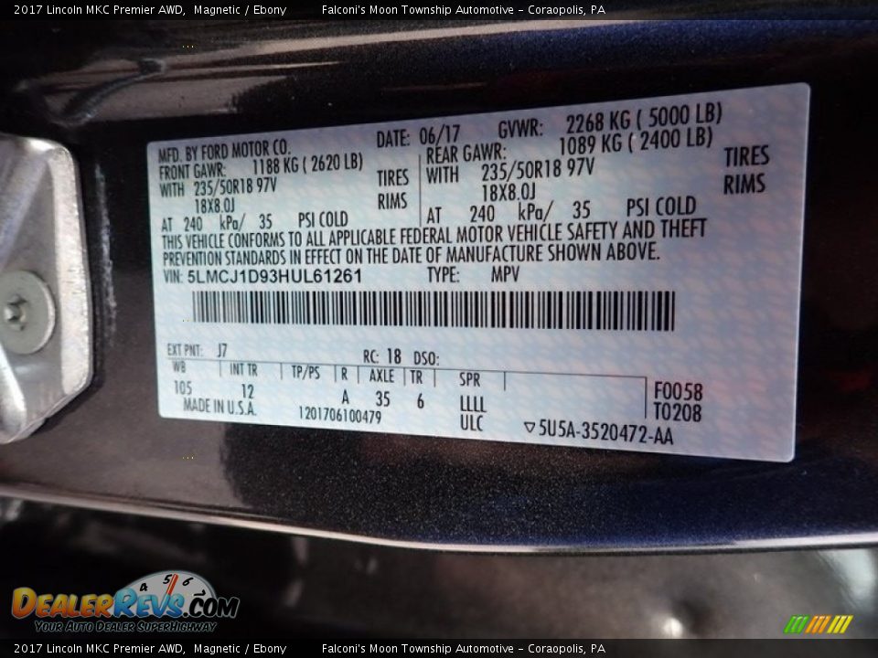 2017 Lincoln MKC Premier AWD Magnetic / Ebony Photo #23