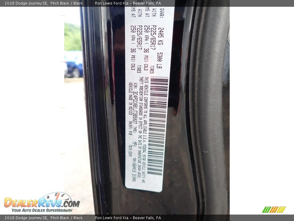 2018 Dodge Journey SE Pitch Black / Black Photo #15