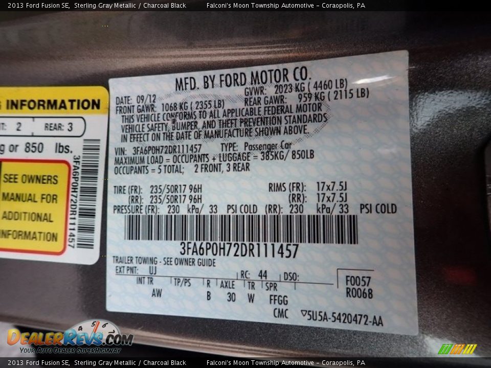 2013 Ford Fusion SE Sterling Gray Metallic / Charcoal Black Photo #24