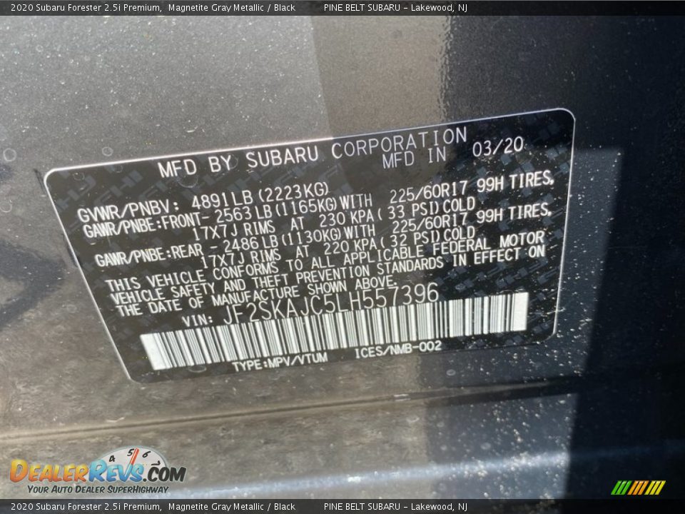 2020 Subaru Forester 2.5i Premium Magnetite Gray Metallic / Black Photo #12