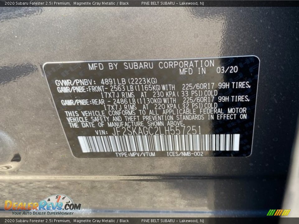 2020 Subaru Forester 2.5i Premium Magnetite Gray Metallic / Black Photo #12
