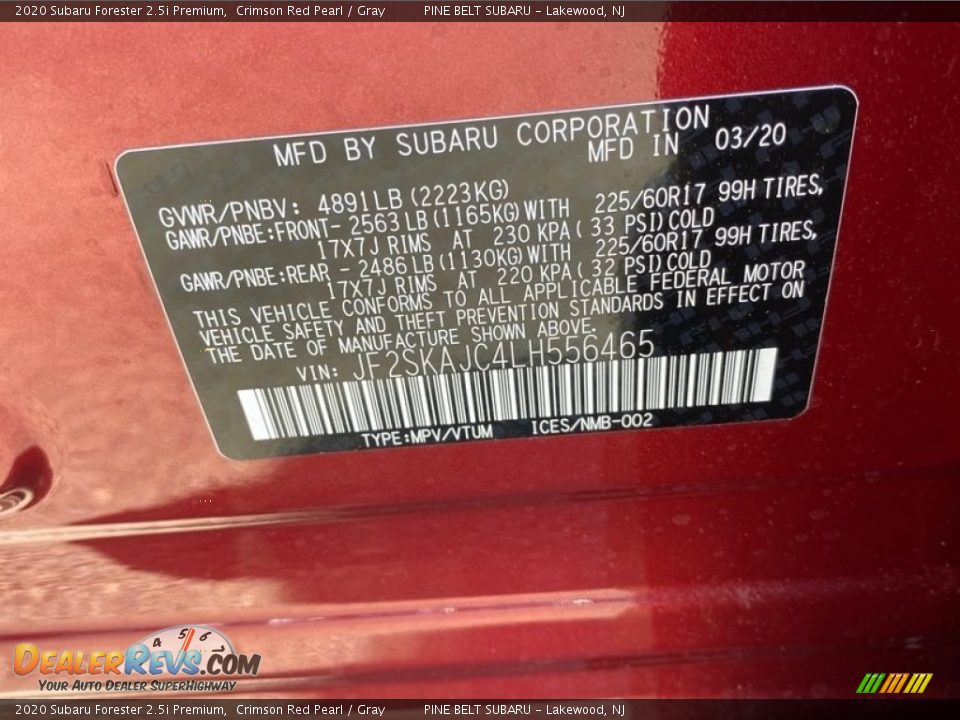 2020 Subaru Forester 2.5i Premium Crimson Red Pearl / Gray Photo #11