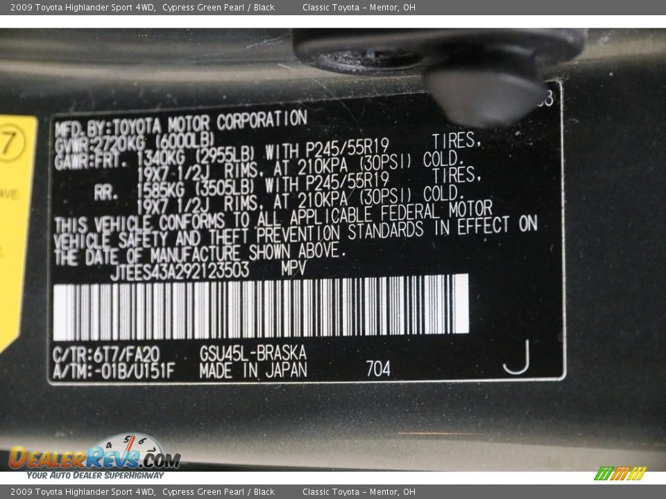 2009 Toyota Highlander Sport 4WD Cypress Green Pearl / Black Photo #19