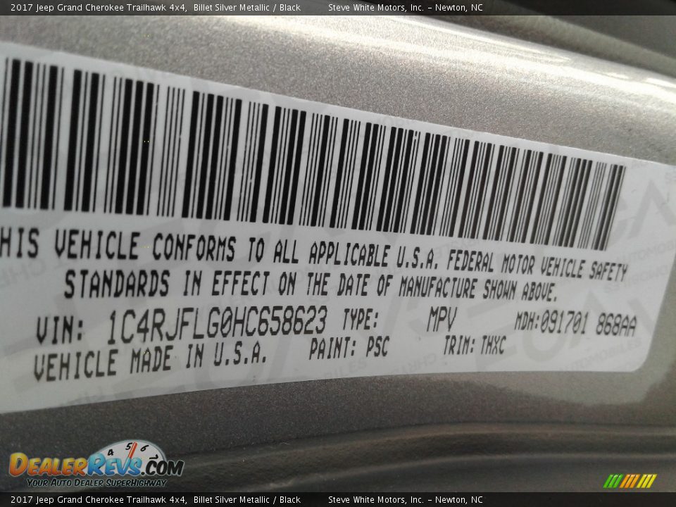2017 Jeep Grand Cherokee Trailhawk 4x4 Billet Silver Metallic / Black Photo #36
