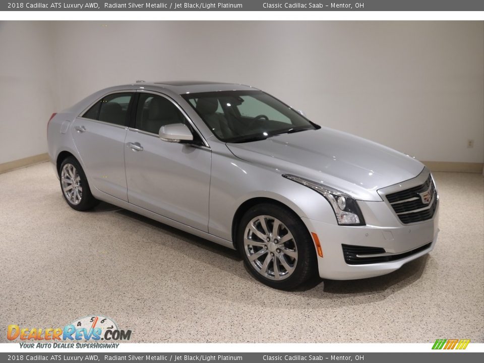 2018 Cadillac ATS Luxury AWD Radiant Silver Metallic / Jet Black/Light Platinum Photo #1